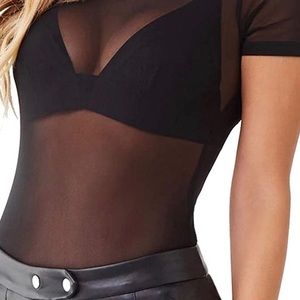 One Love Clothing Black Shimmer Sheer Top Size M